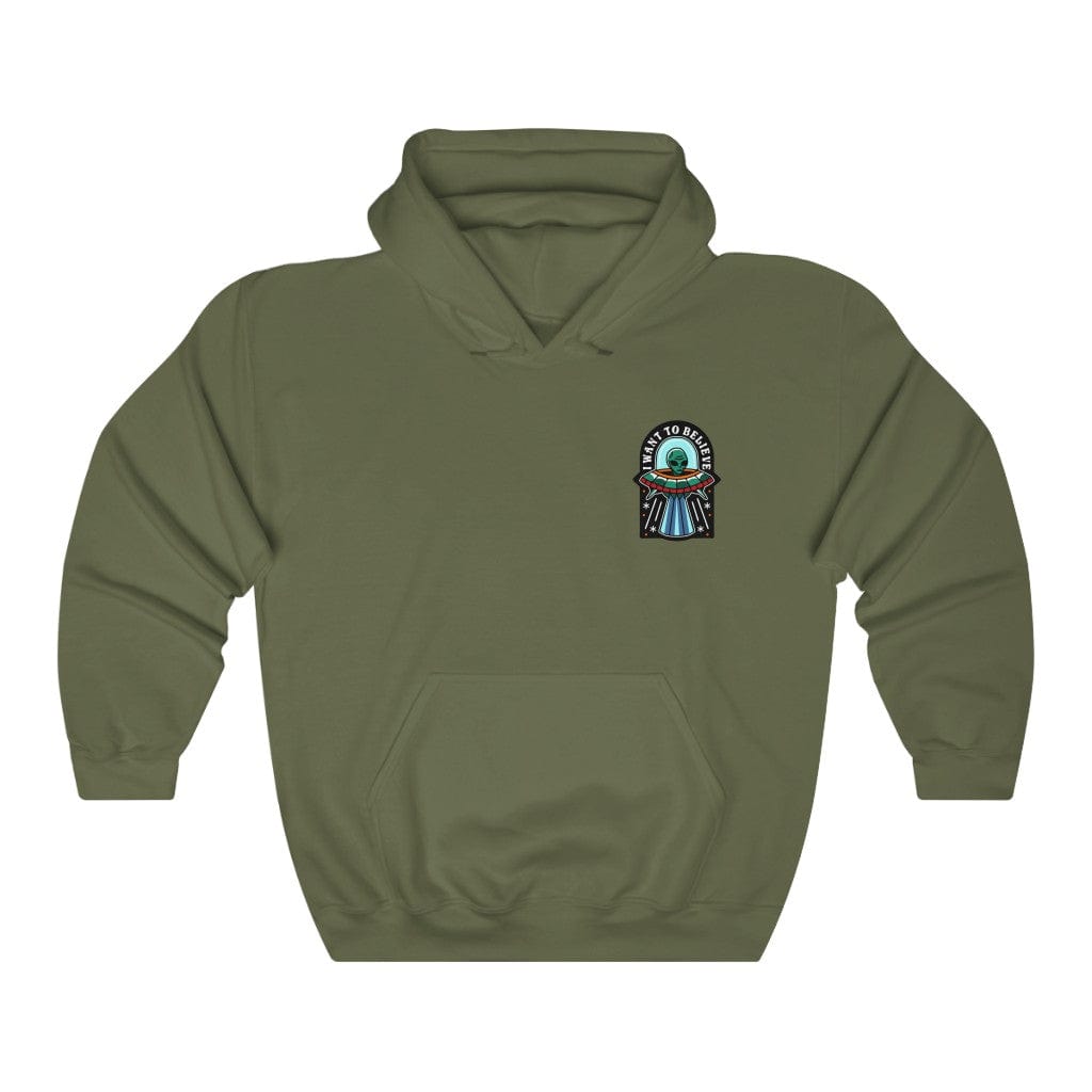 Hoodie Military Green / S BELIEVE IN ALIENS HOODIE trust trustrustrust
