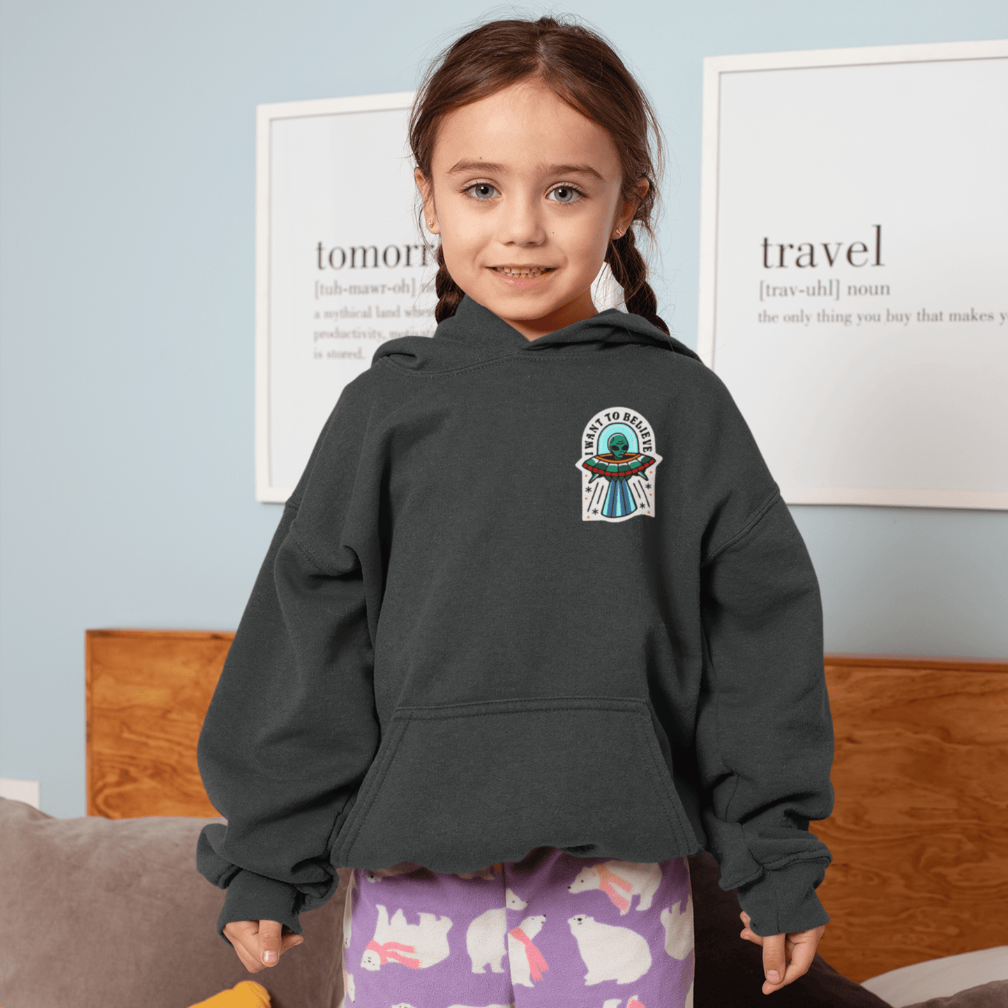 Kids clothes BELIEVE IN ALIENS YOUTH HOODIE trust trustrustrust