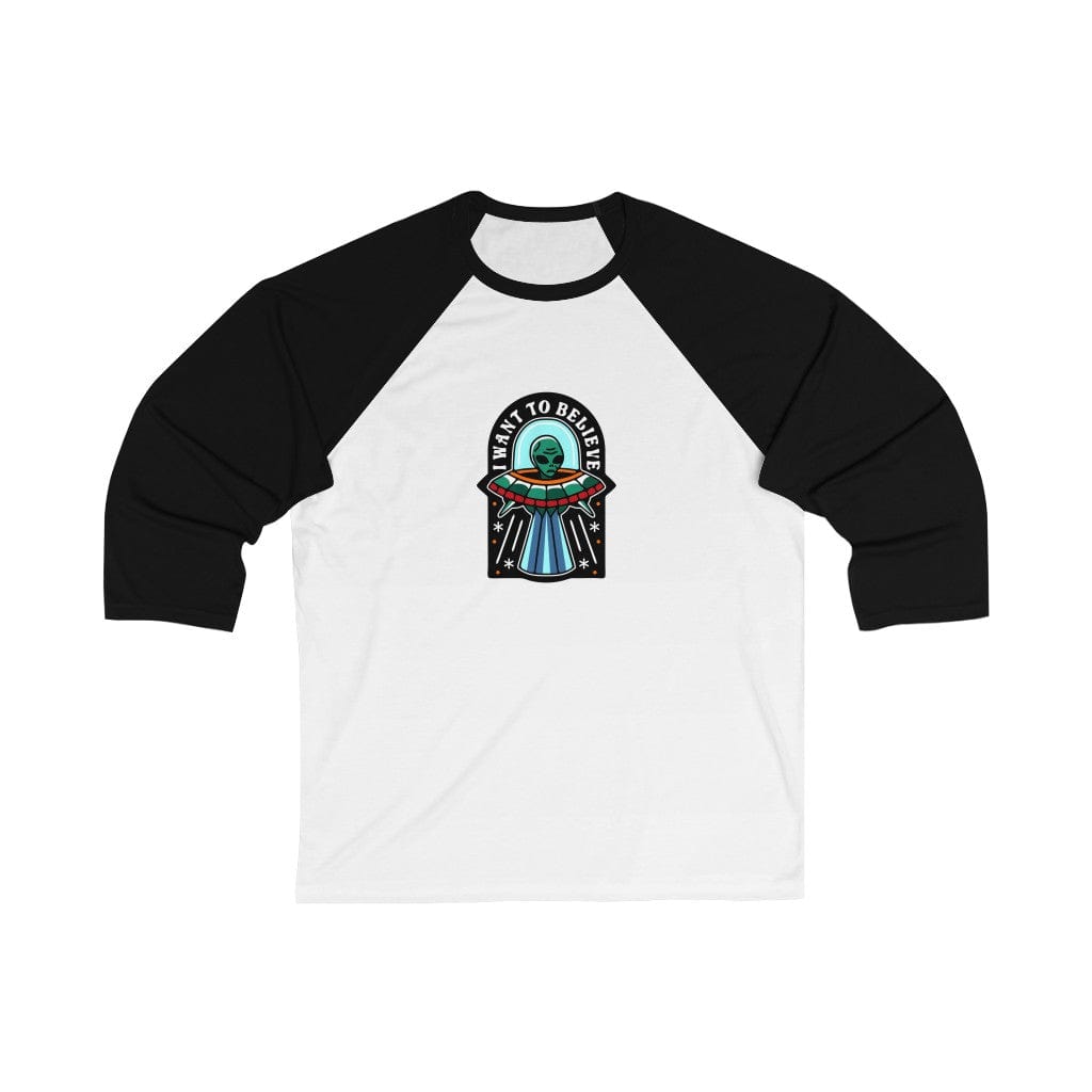 Long-sleeve White/Black / L BELIEVE IN ALIENS BASEBALL TEE trust trustrustrust